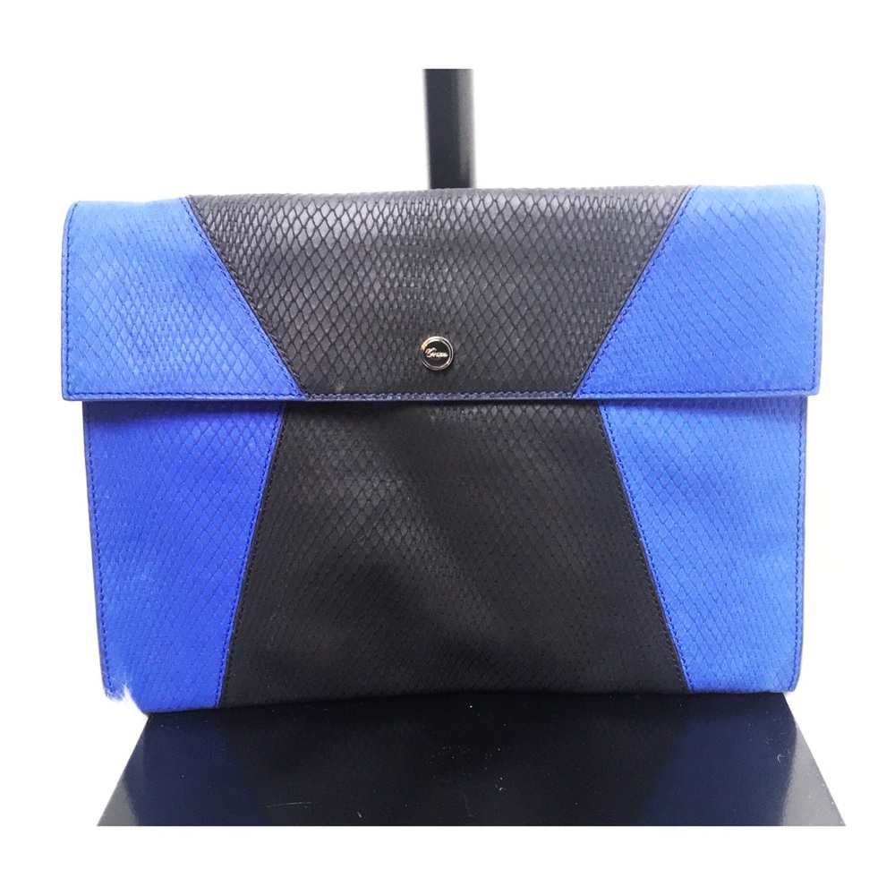OROTON Blue & Black Snake Pattern Large Clutch